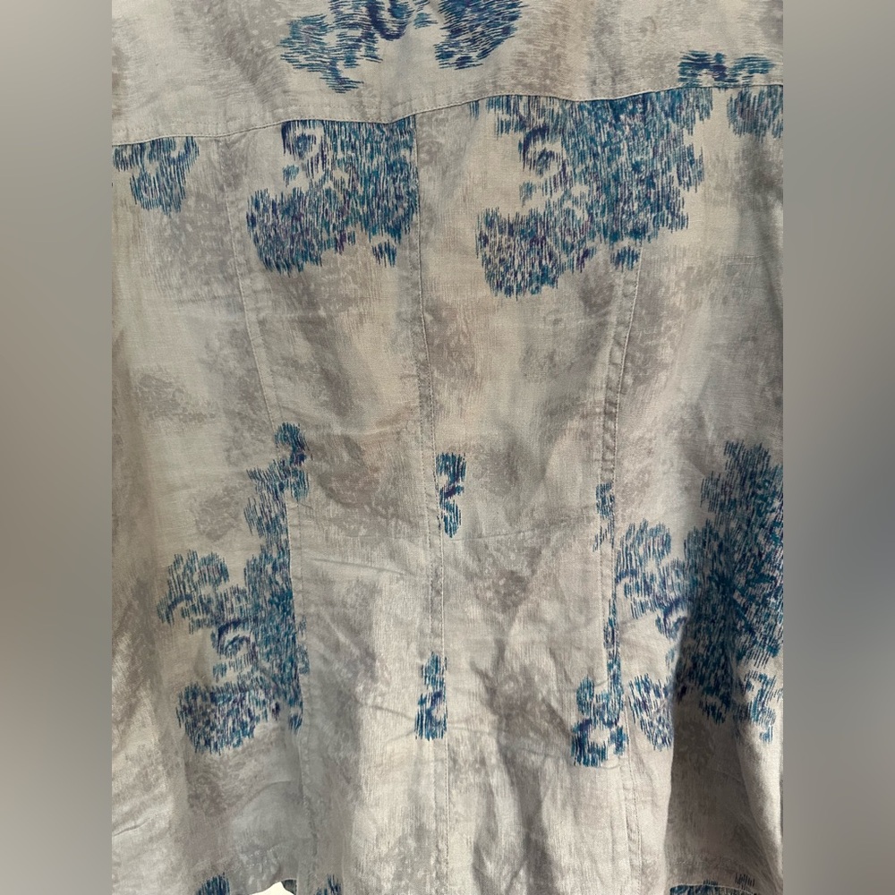 Coldwater creek linen print jacket snap buttons 3/4 sleeve size 16 - Picture 13 of 16